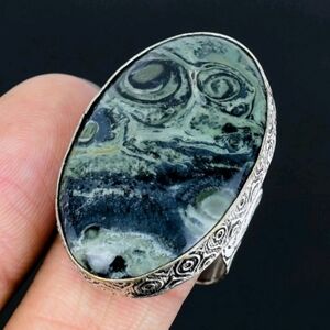 Kambaba Jasper Gemstone 925 Sterling Silver Handmade Adjustable Ring